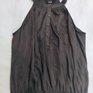 Elegant Dark Brown Sleeveless Blouse